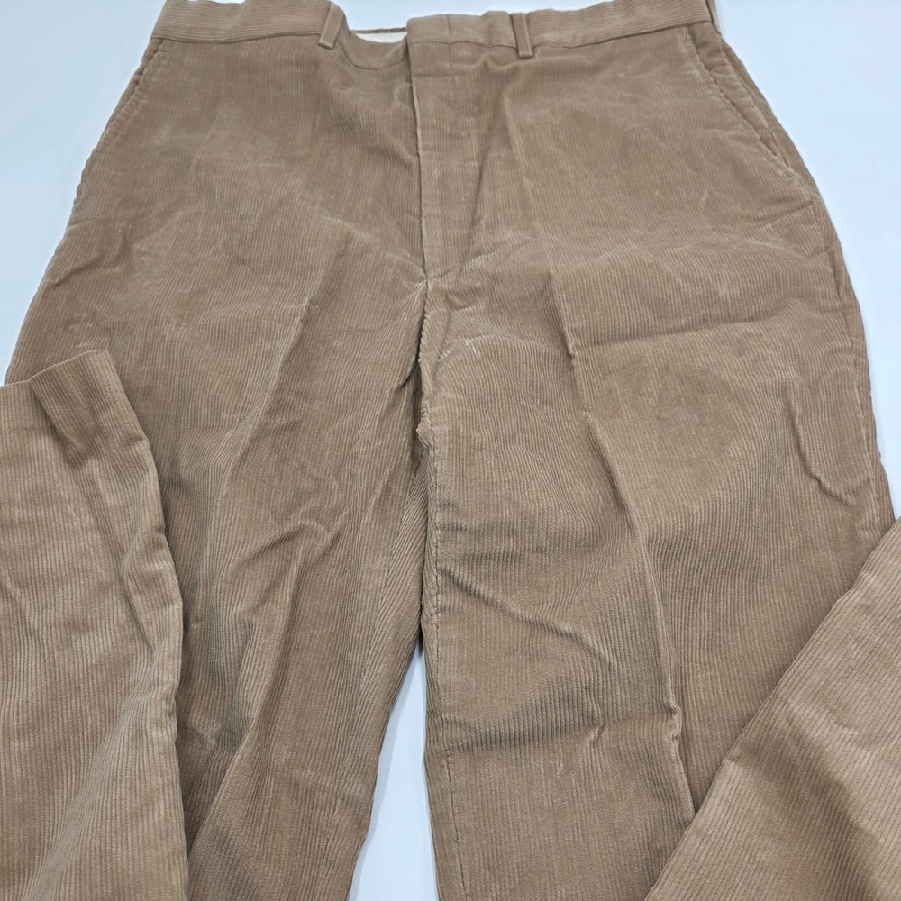 Haggar Mens Tan Corduroy Pants Size‎ 36x33 Flat Front Casual Dress - Picture 2 of 3